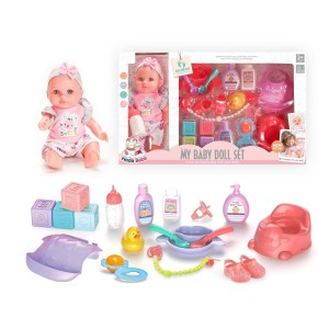 12 Inch Soft Vinyl Baby Doll with Feeding, Bath & Learning Set for Pretend Play