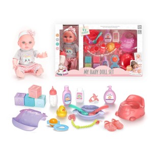 12 Inch Soft Vinyl Baby Doll with Feeding, Bath & Learning Set for Pretend Play