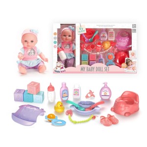 12 Inch Soft Vinyl Baby Doll with Feeding, Bath & Learning Set for Pretend Play