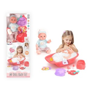 12 Inch Soft Vinyl Baby Doll with Bathtub & Feeding Set – Pretend Care Play