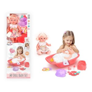 12 Inch Soft Vinyl Baby Doll with Bathtub & Feeding Set – Pretend Care Play