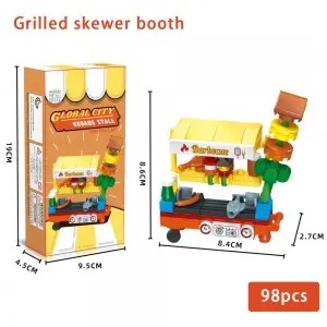 8 Food Stall Building Blocks Set – DIY Street Food Stands Pretend Play Toy