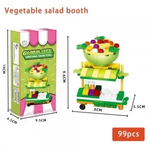 8 Food Stall Building Blocks Set – DIY Street Food Stands Pretend Play Toy