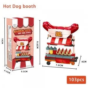 8 Food Stall Building Blocks Set – DIY Street Food Stands Pretend Play Toy