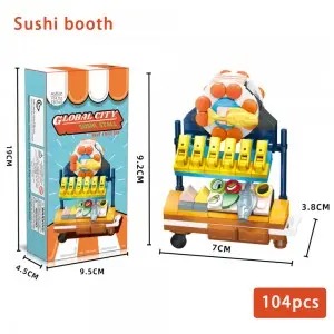 8 Food Stall Building Blocks Set – DIY Street Food Stands Pretend Play Toy