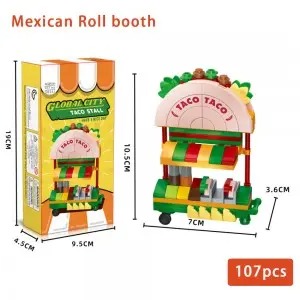 8 Food Stall Building Blocks Set – DIY Street Food Stands Pretend Play Toy