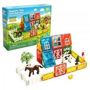 Farm Theme Magnetic Tiles Toys 40PCS Building Blocks Set Kids Early Learning Gift