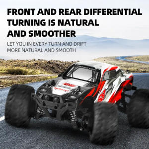 Hraðfjarstýrður fjarstýrður bíll – 35 km/klst, 2.4G fullbúinn fjarstýrður bíll, fjórhjóladrifinn, skvettuheldur fyrir heildsala (rauður/fjólublár/grænn)