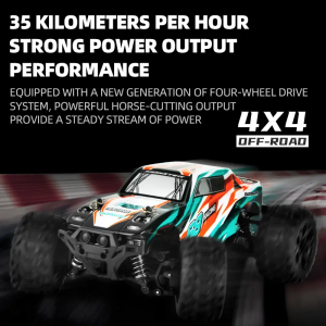Hraðfjarstýrður fjarstýrður bíll – 35 km/klst, 2.4G fullbúinn fjarstýrður bíll, fjórhjóladrifinn, skvettuheldur fyrir heildsala (rauður/fjólublár/grænn)