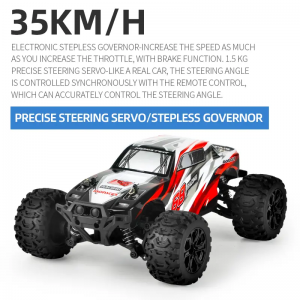 Hraðfjarstýrður fjarstýrður bíll – 35 km/klst, 2.4G fullbúinn fjarstýrður bíll, fjórhjóladrifinn, skvettuheldur fyrir heildsala (rauður/fjólublár/grænn)