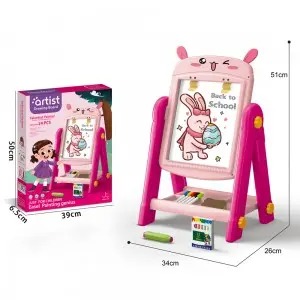 Kids Double-Sided Easel Toys Set: Whiteboard & Blackboard with ABC 123 Math Symbols