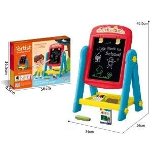 Kids Double-Sided Easel Toys Set: Whiteboard & Blackboard with ABC 123 Math Symbols