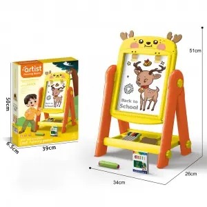 Kids Double-Sided Easel Toys Set: Whiteboard & Blackboard with ABC 123 Math Symbols
