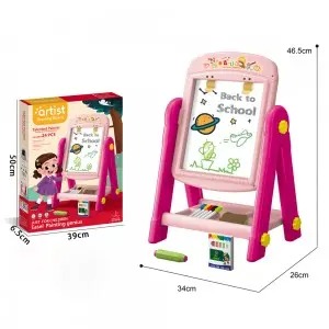 Kids Double-Sided Easel Toys Set: Whiteboard & Blackboard with ABC 123 Math Symbols
