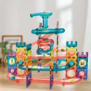 Parent-child Interactive Magnetique Construction Building Block Marble Run Ball Race Track Montessori Magnetic Tile Slot Toys