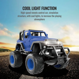 Heildsölu 4 rása fjarstýrður bíll fyrir allt landslag með USB hleðslu – blár/appelsínugulur magnpakki