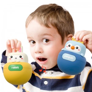 Montessori Baby Teether Tummy Time Wobbler Toys Animal Roly-Poly Toy Infant Cute Cartoon Silicone Rabbit/ Penguin Tumbler Toy