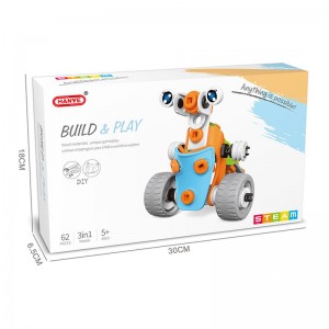 62PCS Child Educational DIY Assembly 3D Vehicle Puzzle Model Toys STEM Intellectual Plastic Building Block Play Kit for Kids