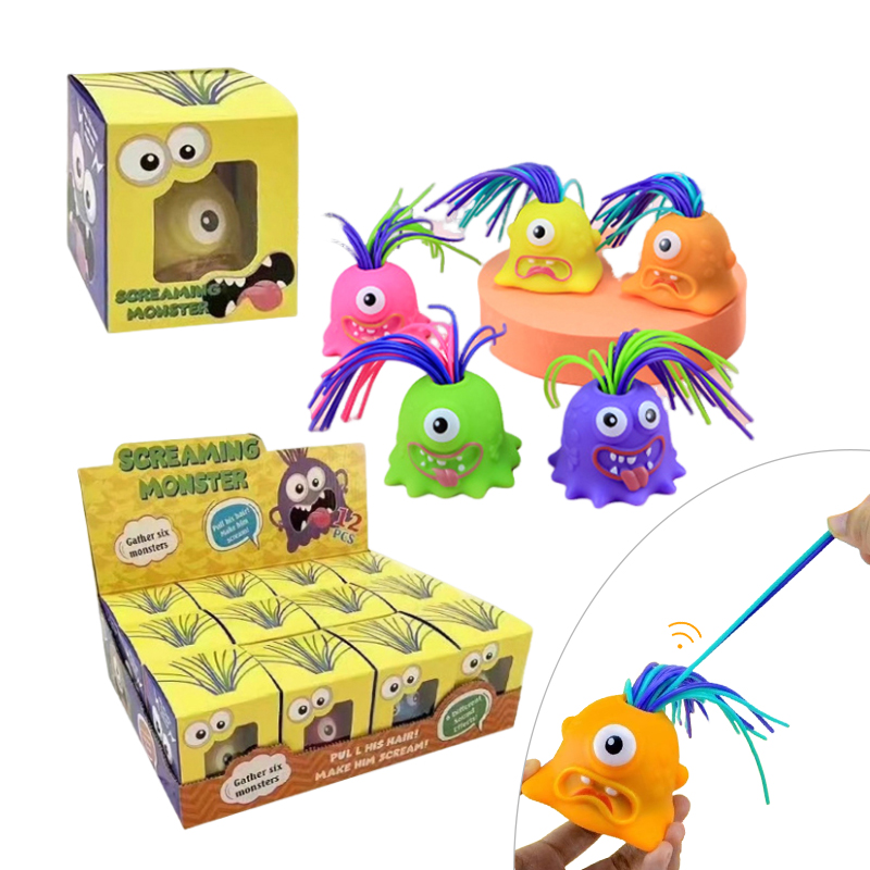Novelty Gift Pull Its Hair Makes It Scream Fun Doll Stress Anxiety Reliever Fidget Squishy Toys Screaming Monster Toys for Kids