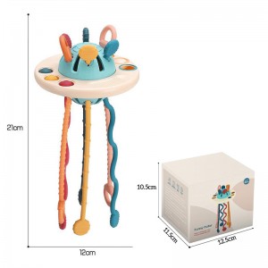 Best Selling Silicone Baby Teething Strings UFO Flying Saucer Puller Interactive Montessori Sensory Toys for Babies 6-12 Months
