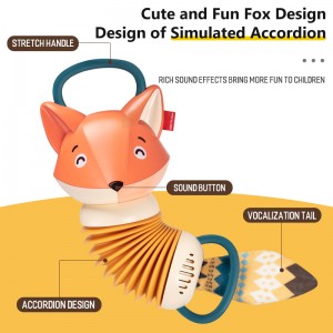 2023 Toddler Early Educational Electric Musical Instrument Brain Development Baby Soothe Toy Cute Cartoon Fox Toy Accordions