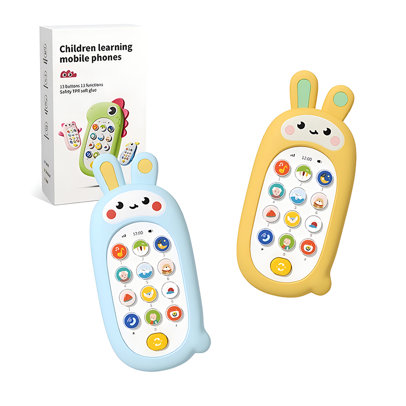 Children Removable Cartoon Rabbit Silicone Phone Case Cell Phone Toddler First Gift Educational Baby Music Toy Mobile Phone