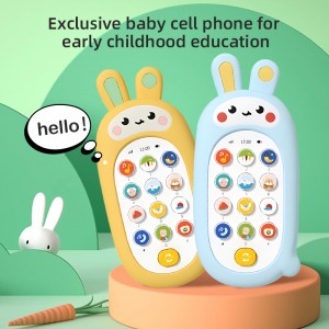 Children Removable Cartoon Rabbit Silicone Phone Case Cell Phone Toddler First Gift Educational Baby Music Toy Mobile Phone