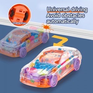 Children Transparent Electric Universal Racing Car Toy Battery Operated Plastic Rotating Concept Gear Car Toys With Music Light