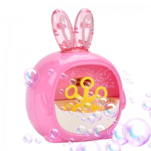6 Holes Cartoon Rabbit Bubble Blower Toys Kids Summer Outdoor Play Electric Bunny Bubble Machine Toy with Bubble Solution