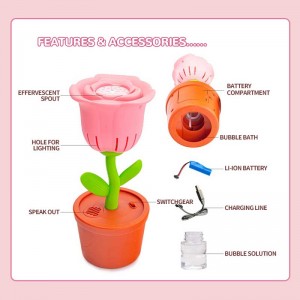 Flower Bubble Blower Machine with Music & LED Lights – Outdoor/Indoor Party Decor (4 Floral Designs)