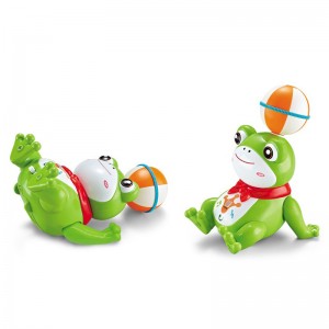 Kids Electric Walking 360 Rotation Ball Balancing Stunt Frog Toy with LED Light Music