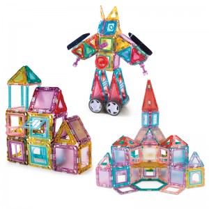 Colorful Magnetic Tiles Toy Sets Educational 3D Robot / Castle Building Blocks