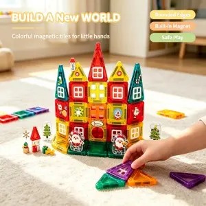 45PCS Magnetic Tiles Building Blocks Set – STEM Toys for Early Learning