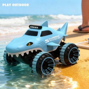 7KM/H 2.4G Remote Control Shark Truck Toys All Terrain Control Rechargeable Vehicle Plastic Amphibious Rc Car for Kids