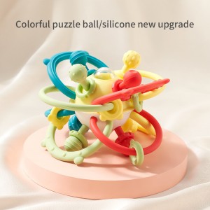 Infant Teething Relief Chew Toy Newborn Easy Grasp Ball Teether Developmental Activity Sensory Silicone Rattles Baby Toys