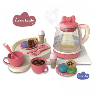 Kids Afternoon Tea Set with Mist Spray Light Sound Pretend Play Toy Dishes Role Play Educational Gift for Girls