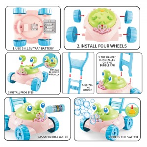New Cartoon Frog Lawn Mower Bubble Cart Juguetes De Burbujas Summer Outdoor Electric Musical Bubble Machine Toys for Kids