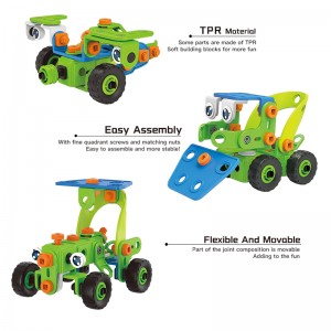 63PCS 3 in 1 STEM Creative Self Assembly Truck 3D Novelty Shapes Construction Play Kit IQ Development Screw Building Blocks Toy