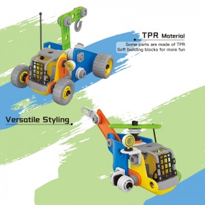 81PCS 4 in 1 STEM Building Block Car Helicopter Model Kids Imaginative Construction Play Set DIY Assembly Toys for Children