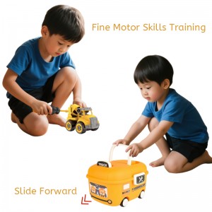 City Construction Fire Rescue Educational Play Fine Motor Skills Development DIY Kids Assembly Toy Truck Set with Storage Box