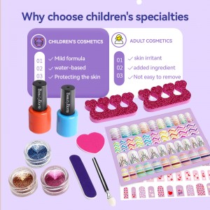 Girls Nail Polish Kit Glitter Powder False Nails Non-Toxic Kids Manicure Set with Electric Dryer