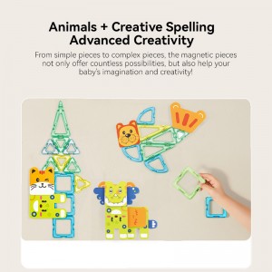 Toddler STEM Educational Magnet Building Block Set Kids Creative Magnetic Animals Tiles Toys For Christmas Gift