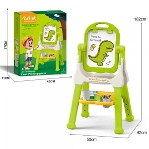 2-in-1 Height-Adjustable Easel with LCD & Traditional Board – 360° Flip, 4 Colors