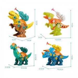 Kids STEM Education DIY Construction Kit Soft Bullets Dart Launch Screws Assembly Dinosaur Toy Set with Drill & Storage Box