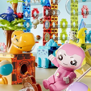 Classic Fun Marble Ball Run Track Toy DIY Construction Creative Structures Magnetic Tiles Tube Toy for Kids