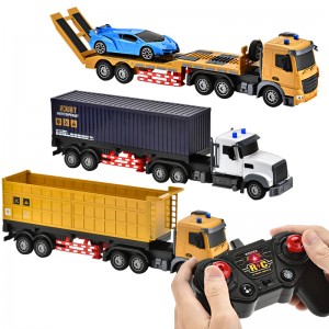 Kids 1:20 Scale Simulation Transport Vehicle Container Truck Dump Truck Remote Control Engineering Truck Toys with Light & Music