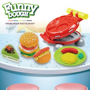 Custom Plasticine And Tools Play Kit Kids Intelligent Clay Moulds Imaginative Hamburg Restaurant Toy Dough Set for Children