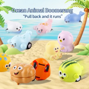 6 Styles Small Cartoon Ocean Animal Vehicles Toys Bulk Toys Party Favors 12pcs/ Bag Mini Pull Back Car Set for Kids Toddlers