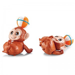 Cute Cartoon Electric Stunt Toy Animals Ball on the Head 360 Degrees Rotate Plastic Monkey Toys with Light & Music for Kids Gift