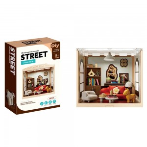 Mini Living Room DIY Kit with Light – 3D Dollhouse Model for Ages 8+